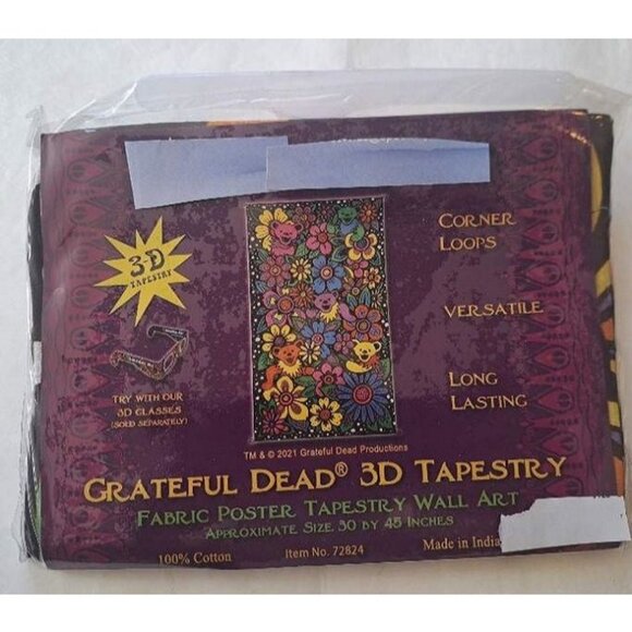 New Colorful Flowers Mini Grateful Dead Dancing Bears Tapestry Hippie Dorm Decor - Picture 3 of 3